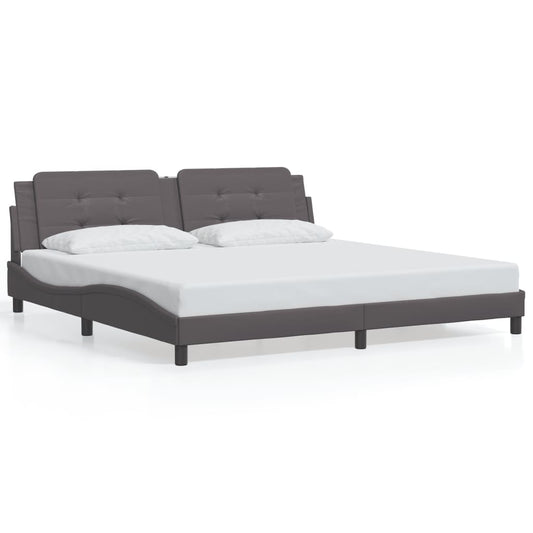 Bed Frame with LED Lights Grey 200x200 cm Faux Leather - Beds & Bed Frames