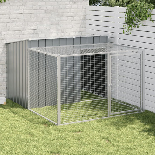 Dog House with Run Anthracite 153x194x110 cm Galvanised Steel - Dog Houses