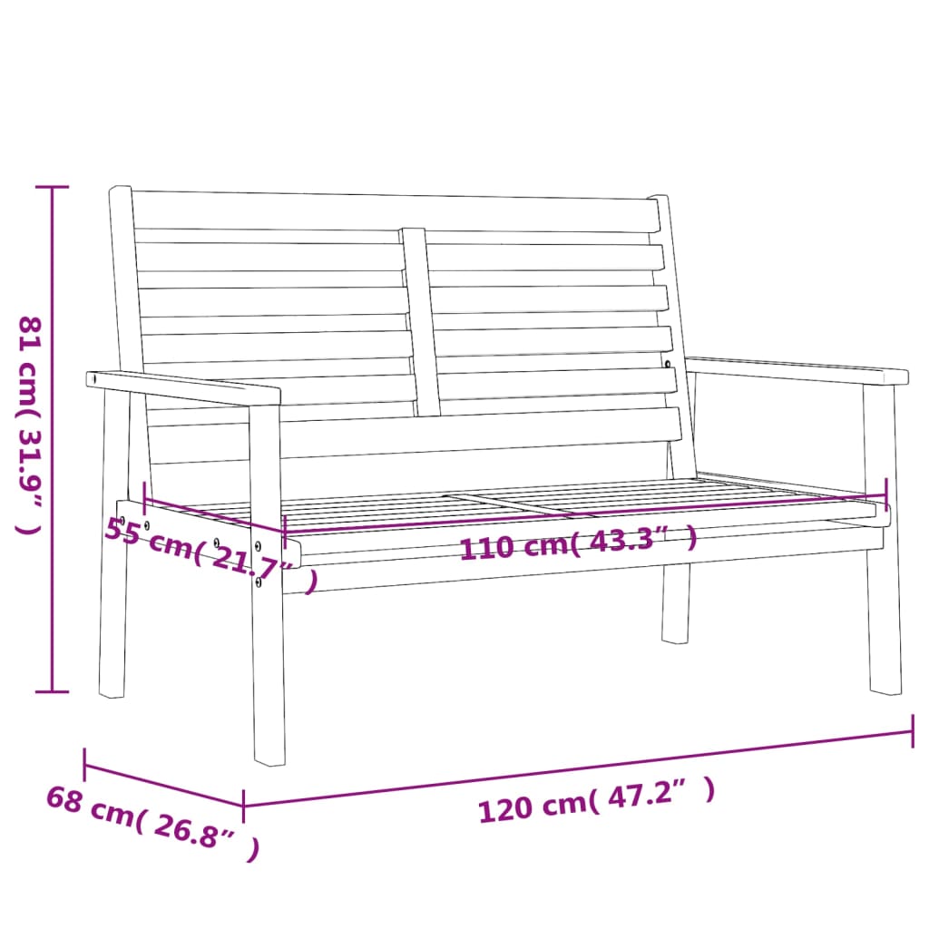 Garden Sofa Bench 120 cm Solid Wood Acacia - Outdoor Benches