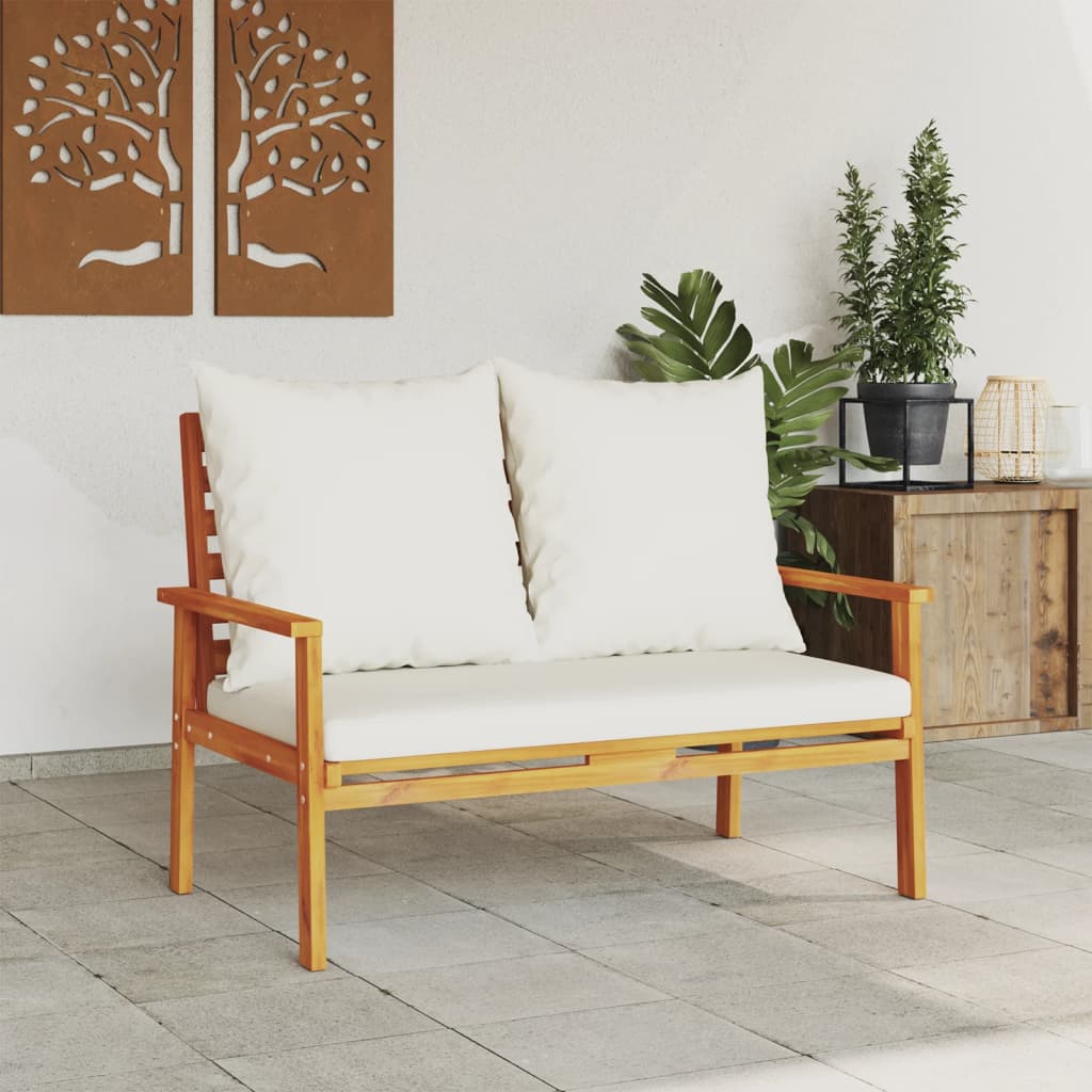 Garden Sofa Bench 120 cm with Cushion Solid Wood Acacia - Outdoor Benches
