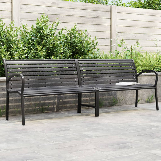 Twin Garden Bench Black 231 cm Steel and WPC - Outdoor Benches