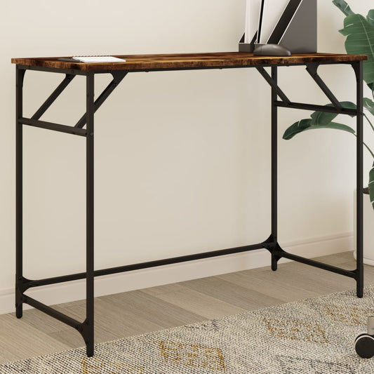 Desk Smoked Oak 100x45x76 cm Engineered Wood and Powder-coated Steel - Desks
