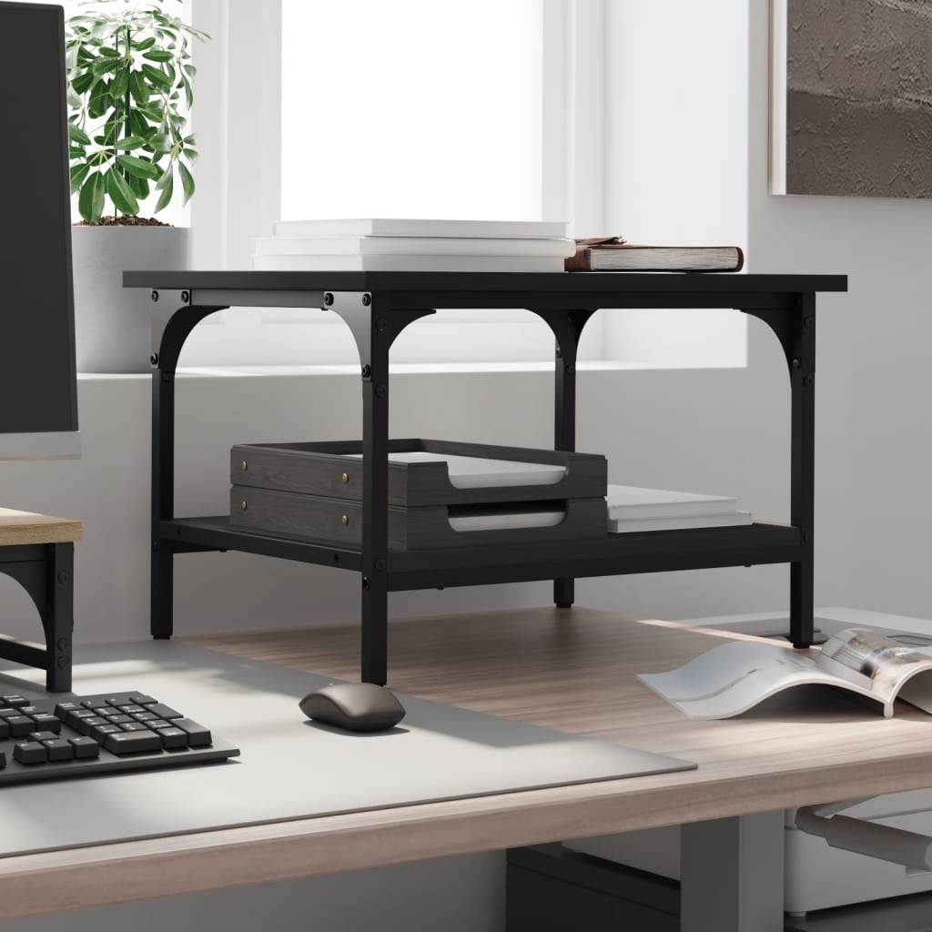 Printer Stand 2-Tier Black 50x40x38 cm Engineered Wood - Printer Stands