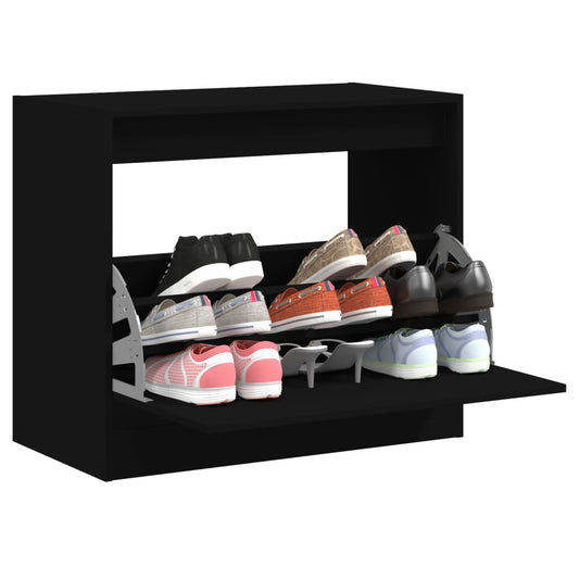 Shoe Cabinet Black 80x42x69 cm Engineered Wood - Shoe Racks & Organisers