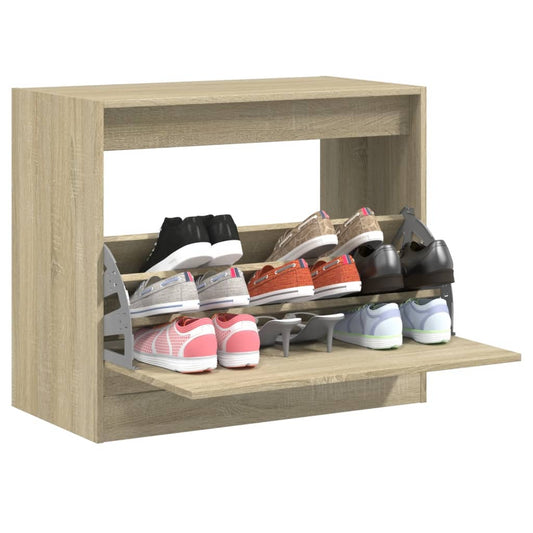 Shoe Cabinet Sonoma Oak 80x42x69 cm Engineered Wood - Shoe Racks & Organisers