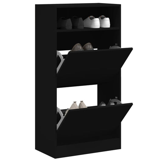Shoe Cabinet Black 60x34x116 cm Engineered Wood - Shoe Racks & Organisers