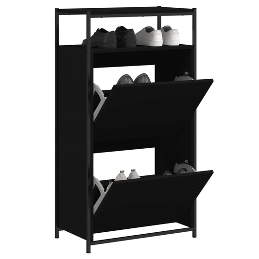 Shoe Cabinet Black 60x34x112 cm Engineered Wood - Shoe Racks & Organisers