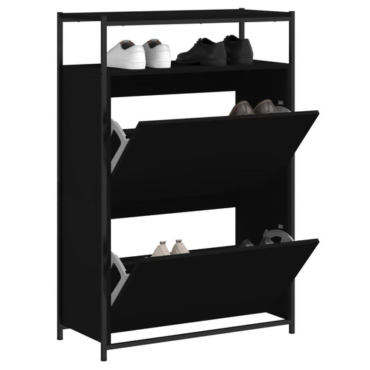 Shoe Cabinet Black 75x34x112 cm Engineered Wood - Shoe Racks & Organisers