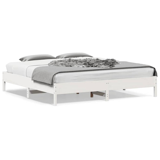 Bed Frame White 200x200 cm Solid Wood Pine - Beds & Bed Frames