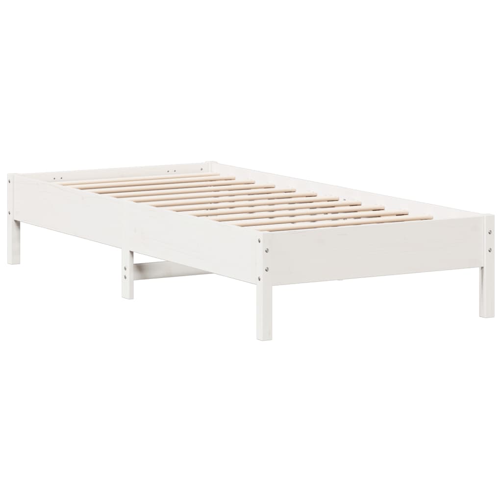 Bed Frame White 90x200 cm Solid Wood Pine - Beds & Bed Frames