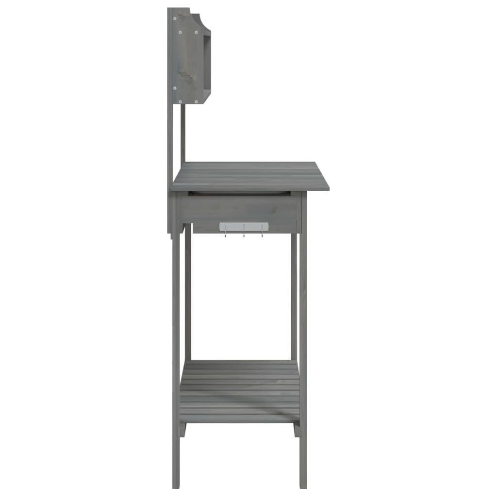 Potting Table with Sink Grey 147.5x44x139.5 cm Solid Wood Fir - Plant Stands