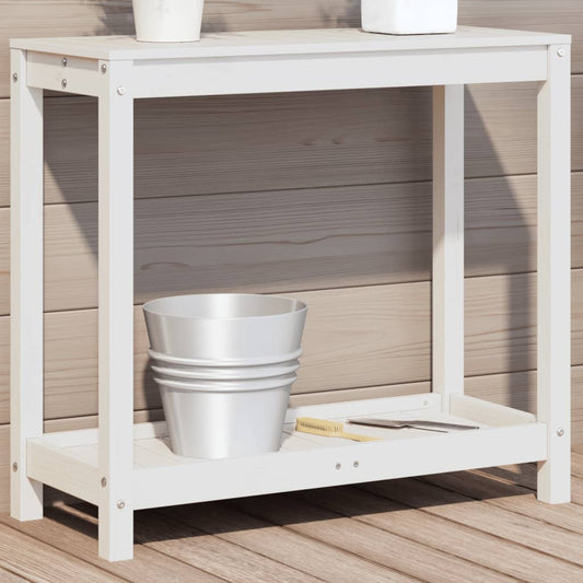 Potting Table with Shelf White 82.5x35x75 cm Solid Wood Pine - Plant Stands
