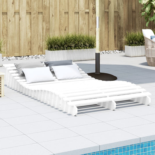 Sun Lounger White 205x110x31.5 cm Solid Wood Pine - Sunloungers
