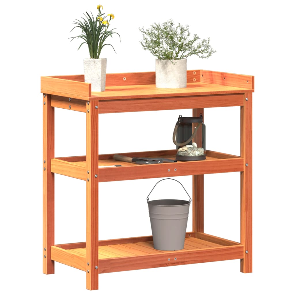 Potting Table with Shelves Brown 82.5x45x86.5 cm Solid Wood Pine - Plant Stands