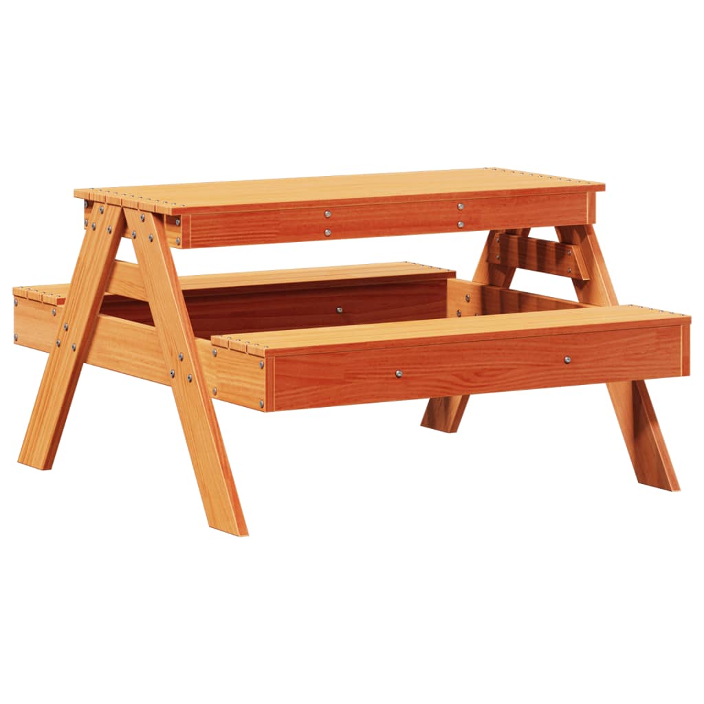 Picnic Table for Kids Wax Brown 88x97x52 cm Solid Wood Pine - Outdoor Tables