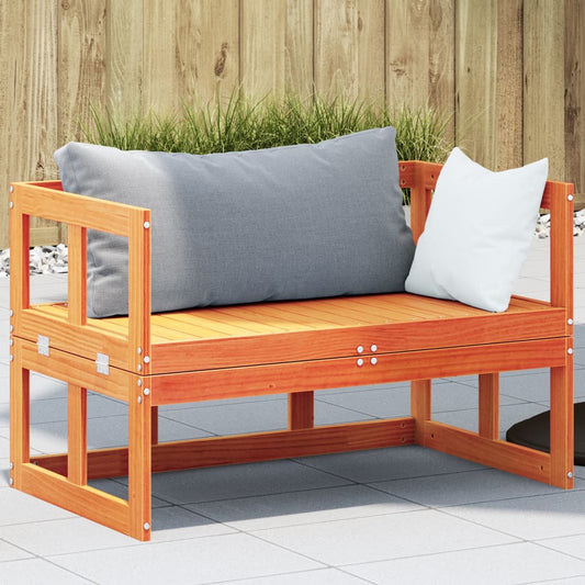 Garden Sofa Bench Extendable Wax Brown Solid Wood Pine - Outdoor Benches
