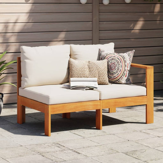 Garden Sofa with 1 Armrest 2-Seater Solid Wood Acacia - Outdoor Sectional Sofa Units