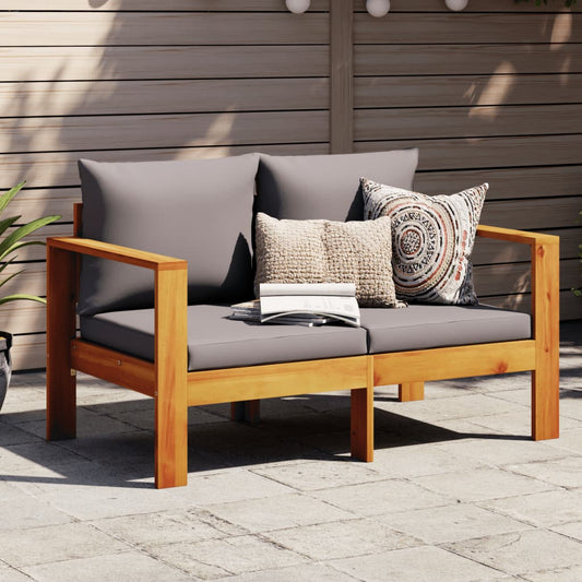 Garden Sofa with Cushions 2-Seater Solid Wood Acacia - Outdoor Sectional Sofa Units