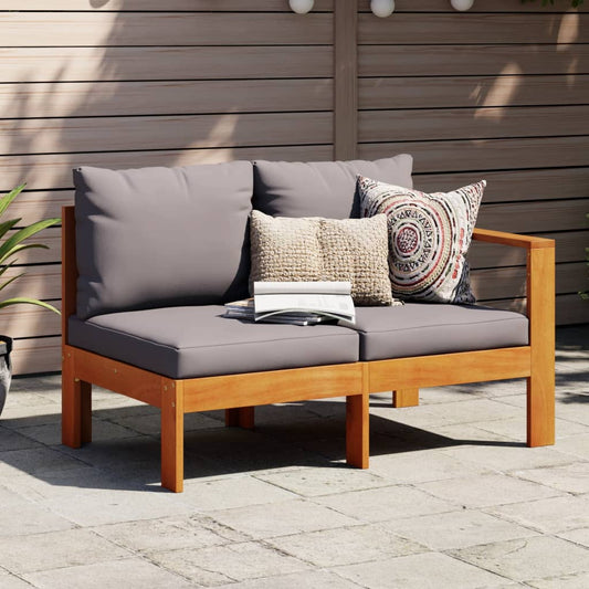 Garden Sofa with 1 Armrest 2-Seater Solid Wood Acacia