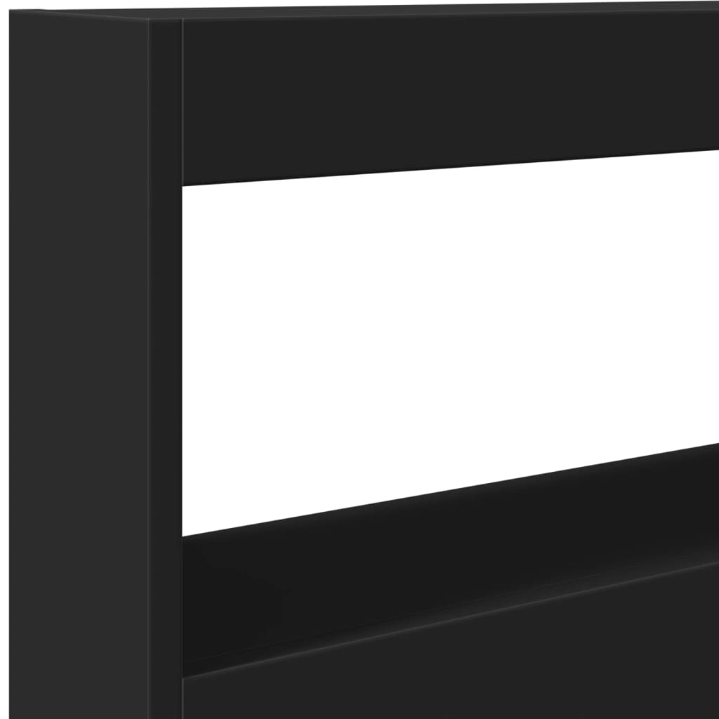 Headboard Cabinet with LED Black 100x17x102 cm - Headboards & Footboards