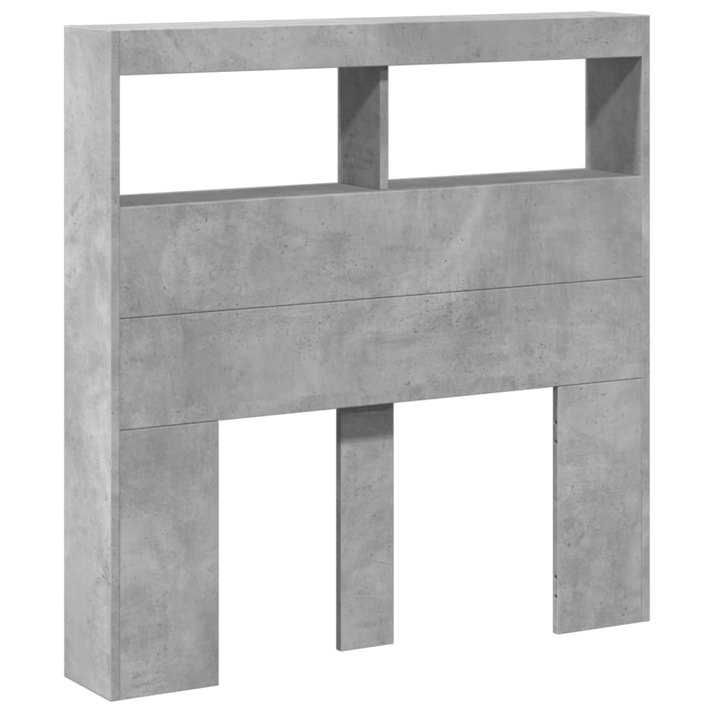 Headboard Cabinet with LED Concrete Grey 100x17x102 cm - Headboards & Footboards