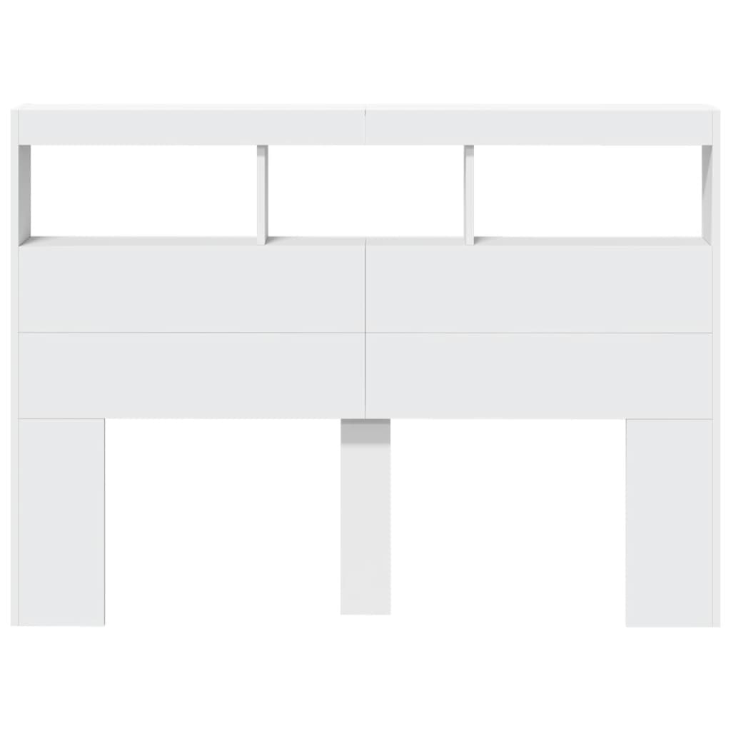 Headboard Cabinet with LED White 140x17x102 cm - Headboards & Footboards