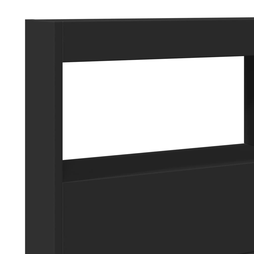 Headboard Cabinet with LED Black 140x17x102 cm - Headboards & Footboards