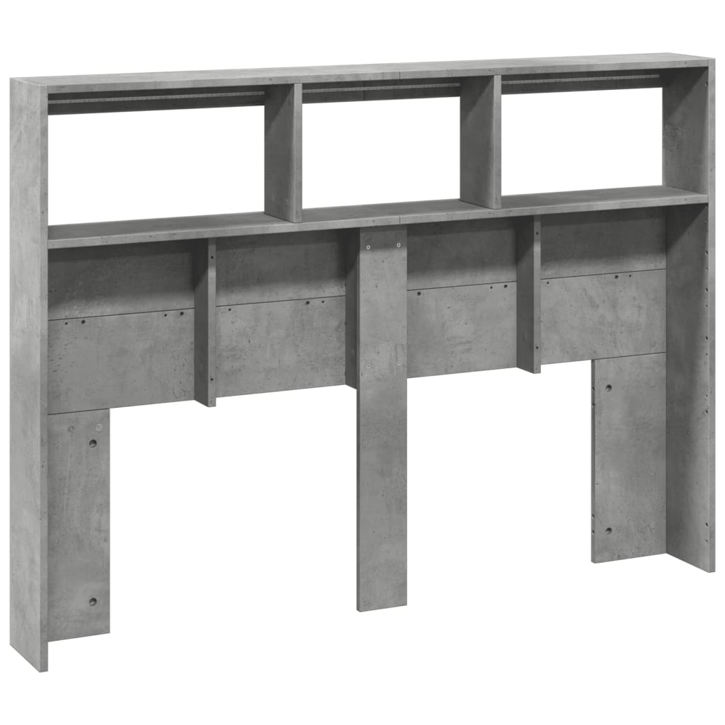 Headboard Cabinet with LED Concrete Grey 140x17x102 cm - Headboards & Footboards