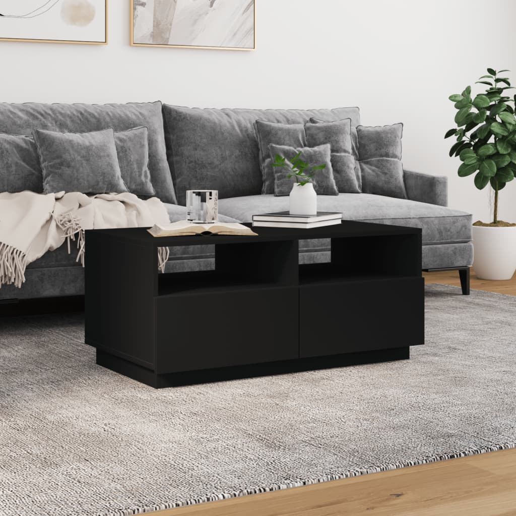Coffee Table with LED Lights Black 90x49x40 cm - Coffee Tables