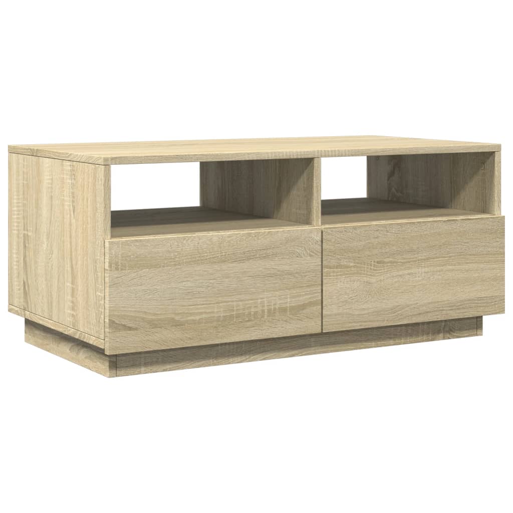 Coffee Table with LED Lights Sonoma Oak 90x49x40 cm - Coffee Tables