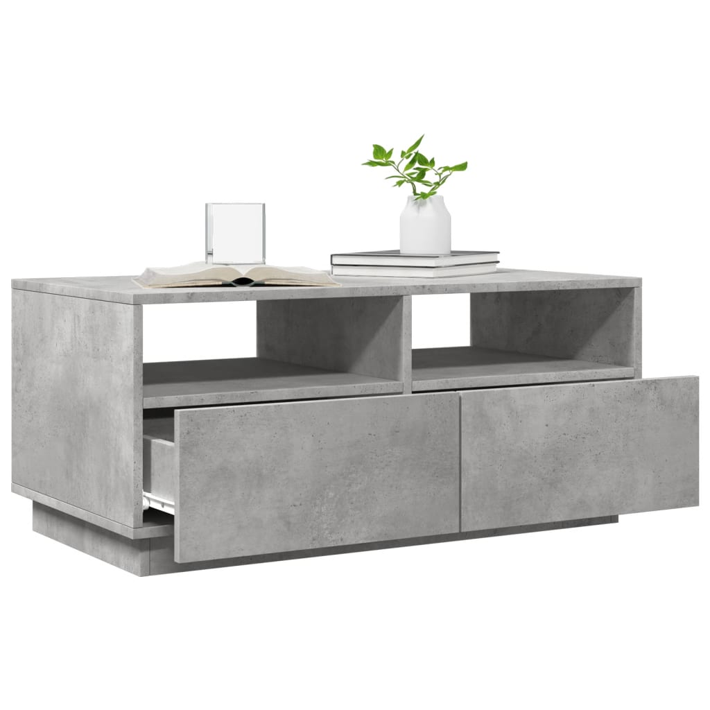 Coffee Table with LED Lights Concrete Grey 90x49x40 cm - Coffee Tables
