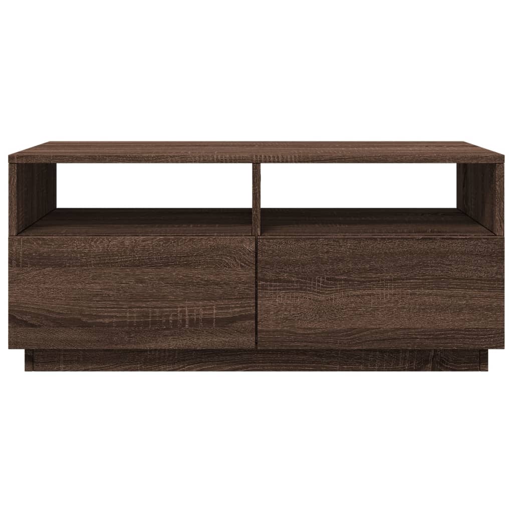 Coffee Table with LED Lights Brown Oak 90x49x40 cm - Coffee Tables