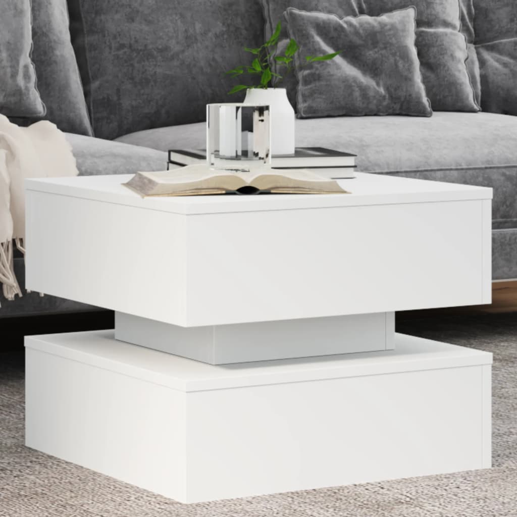 Coffee Table with LED Lights White 50x50x40 cm - Coffee Tables