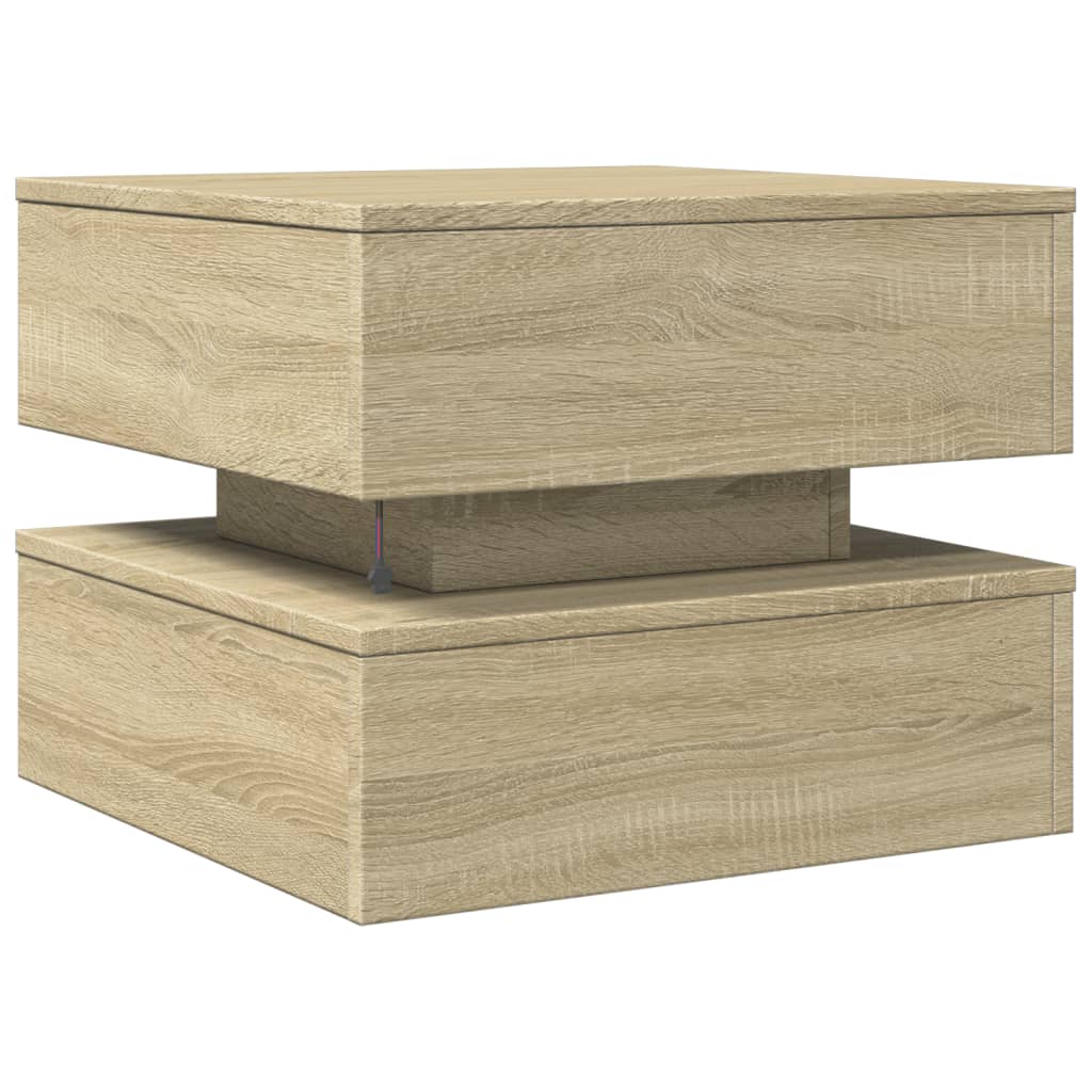 Coffee Table with LED Lights Sonoma Oak 50x50x40 cm - Coffee Tables