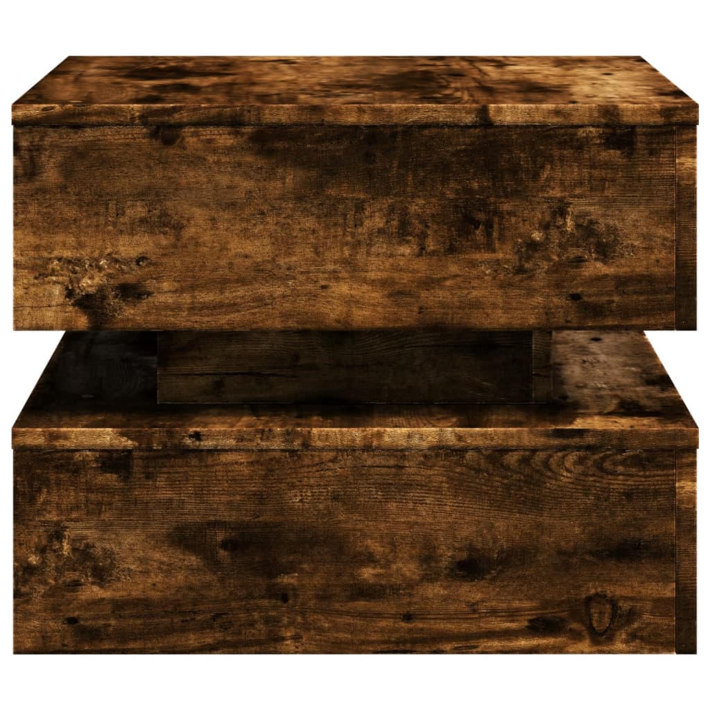 Coffee Table with LED Lights Smoked Oak 50x50x40 cm - Coffee Tables