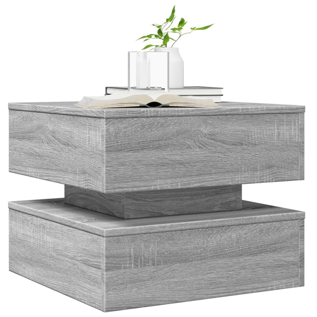 Coffee Table with LED Lights Grey Sonoma 50x50x40 cm - Coffee Tables