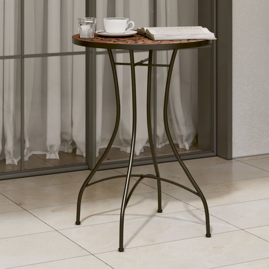 Mosaic Bistro Table Terracotta Ø50x70 cm Ceramic - Outdoor Tables