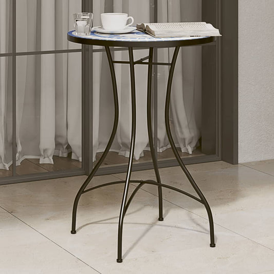 Mosaic Bistro Table Blue and White Ø50x70 cm Ceramic - Outdoor Tables