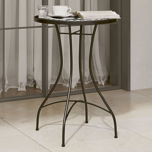 Mosaic Bistro Table Black and White Ø50x70 cm Ceramic - Outdoor Tables