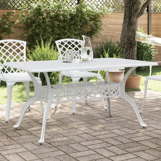 Garden Table White 150x90x72 cm Cast Aluminium - Outdoor Tables