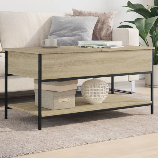 Coffee Table Sonoma Oak 100x50x50 cm Engineered Wood and Metal - Coffee Tables