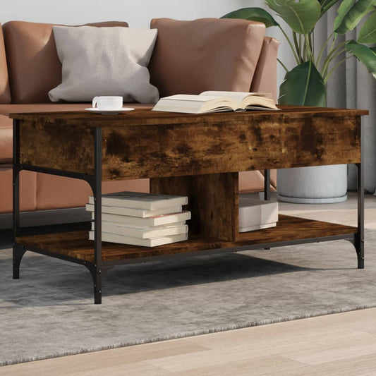 Coffee Table Smoked Oak 100x50x50 cm Engineered Wood and Metal - Coffee Tables