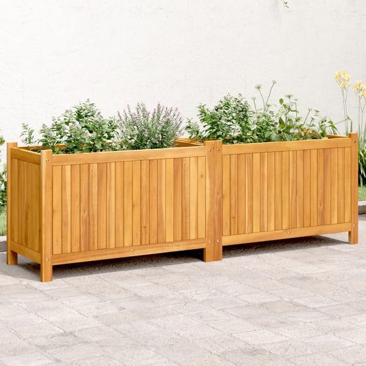 Garden Planter with Liner 153x38.5x50 cm Solid Wood Acacia - Pots & Planters