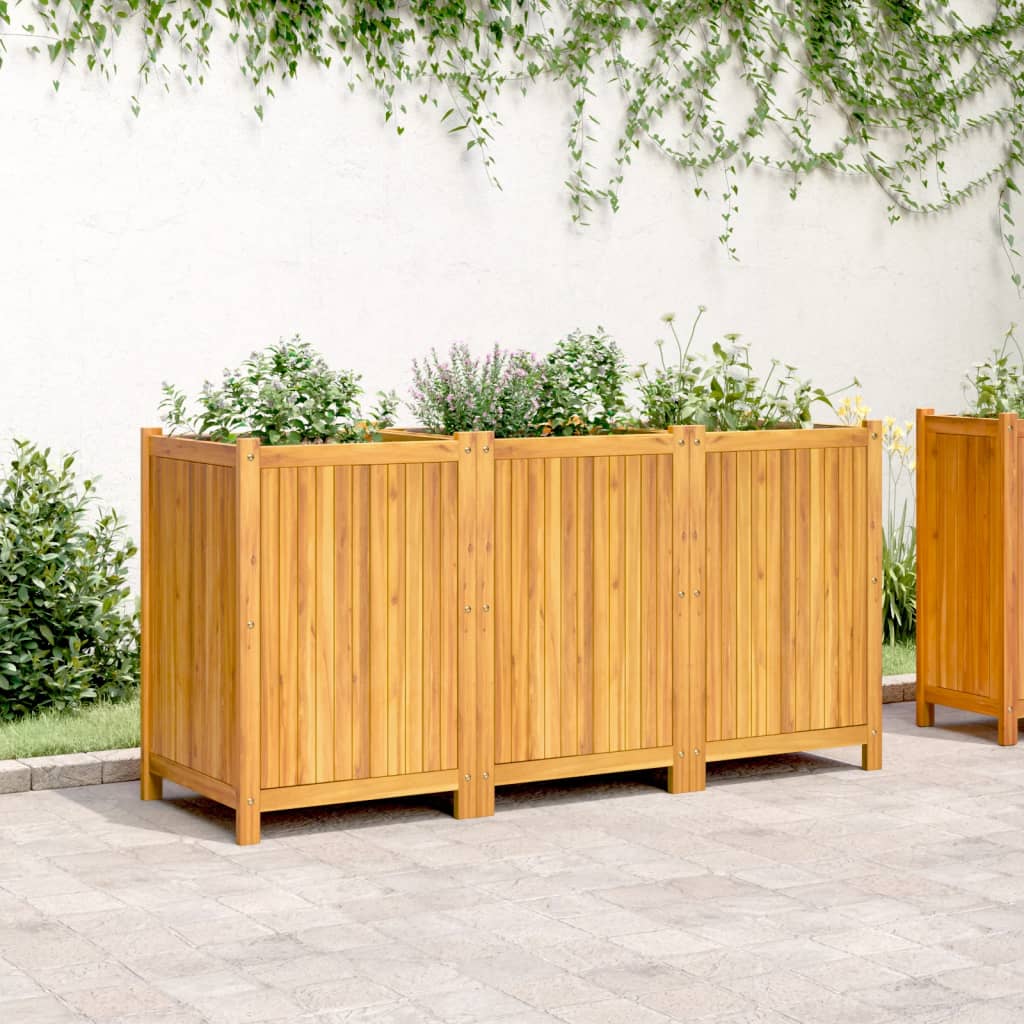Garden Planter with Liner 150x50x75 cm Solid Wood Acacia - Pots & Planters
