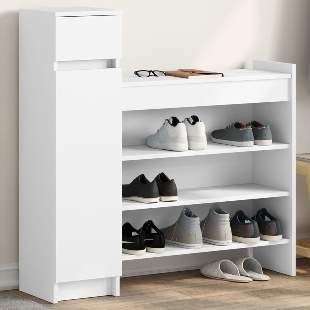 Shoe Cabinet White 100.5x28x100 cm Engineered Wood - Shoe Racks & Organisers