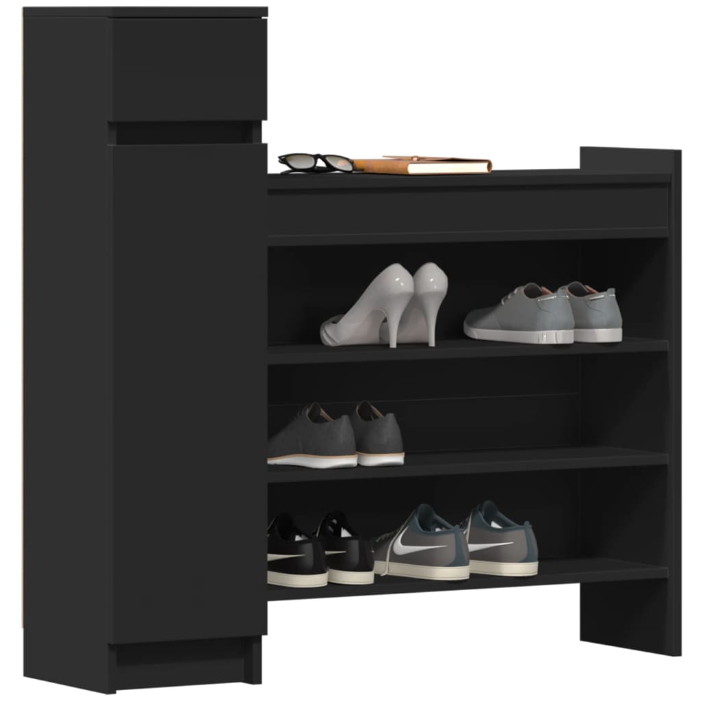 Shoe Cabinet Black 100.5x28x100 cm Engineered Wood - Shoe Racks & Organisers