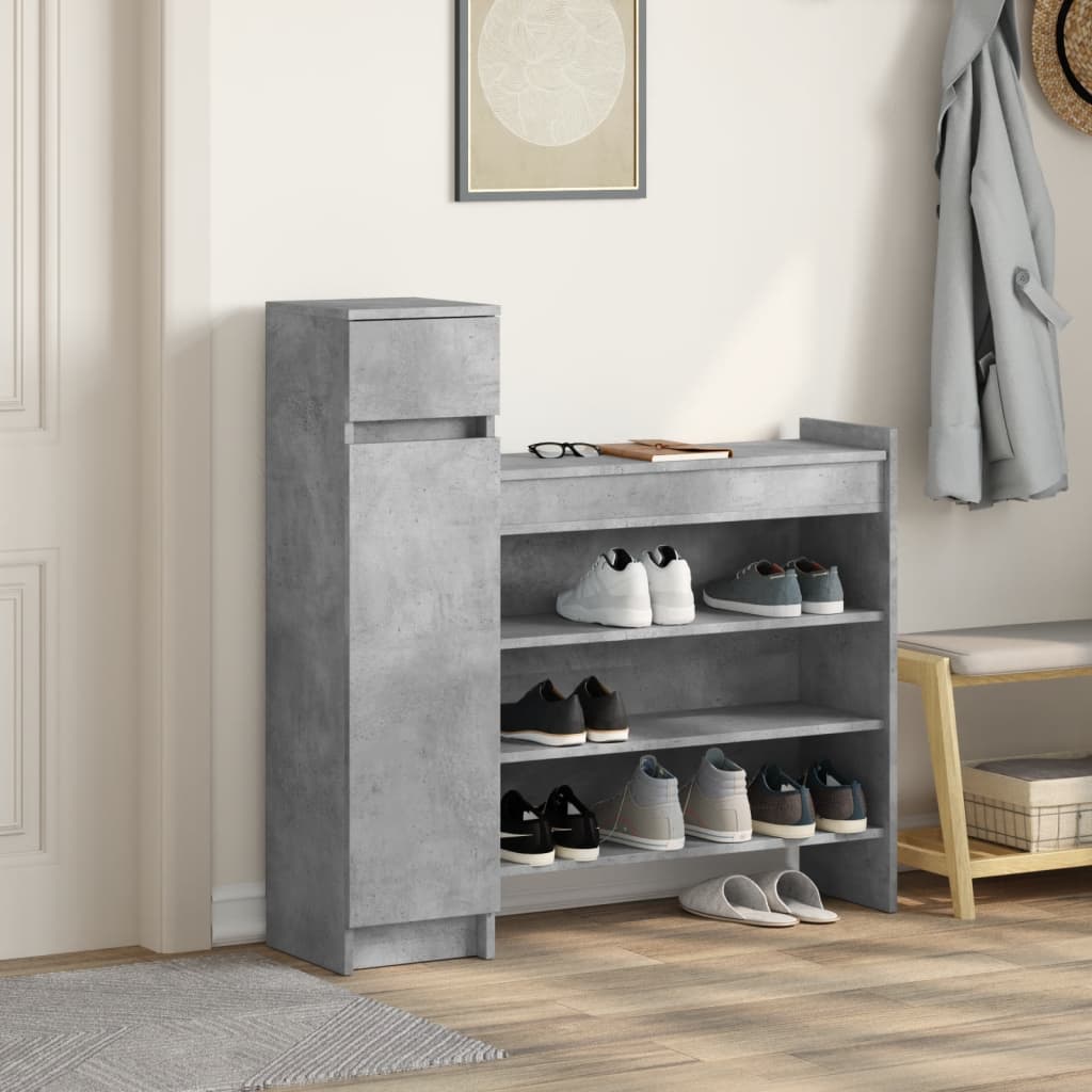 Shoe Cabinet Concrete Grey 100.5x28x100 cm Engineered Wood - Shoe Racks & Organisers