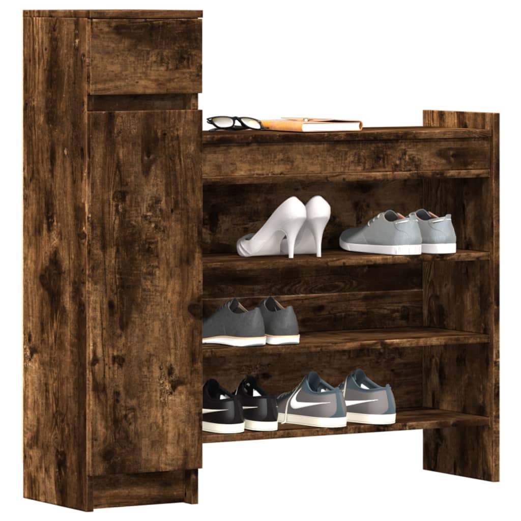 Shoe Cabinet Smoked Oak 100.5x28x100 cm Engineered Wood - Shoe Racks & Organisers