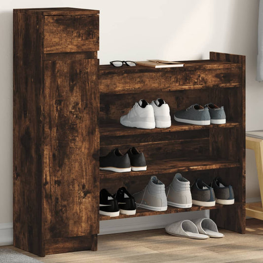 Shoe Cabinet Smoked Oak 100.5x28x100 cm Engineered Wood