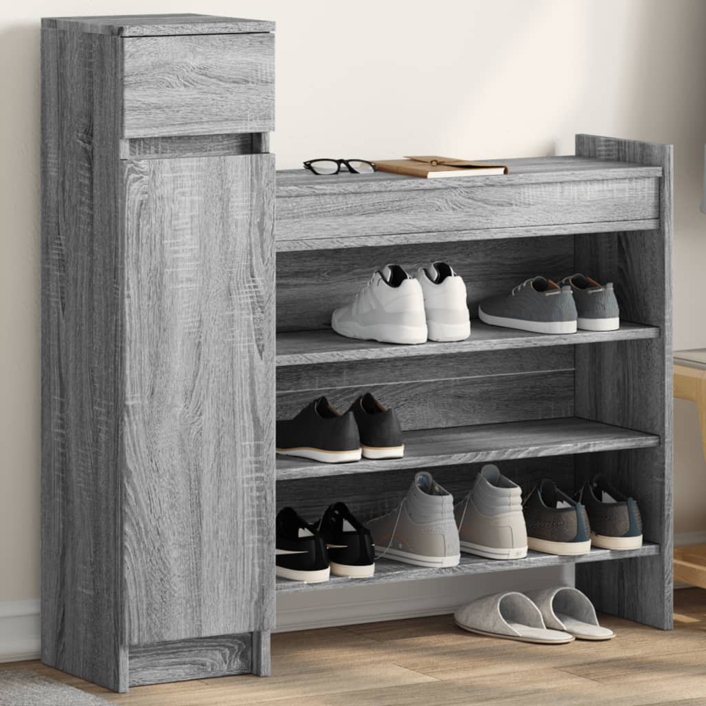 Shoe Cabinet Grey Sonoma 100.5x28x100 cm Engineered Wood - Shoe Racks & Organisers